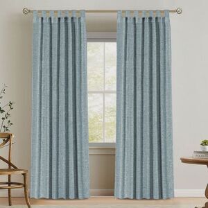 Open Box - H.Versailtex -  Natural Linen Tab Top Curt Blue
